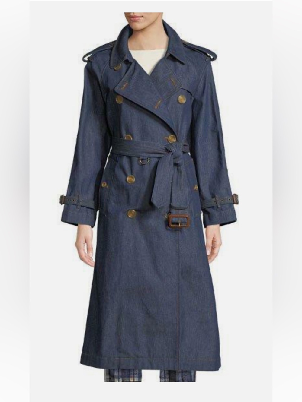 Burberry denim Double-Breasted Trench Coat size 4